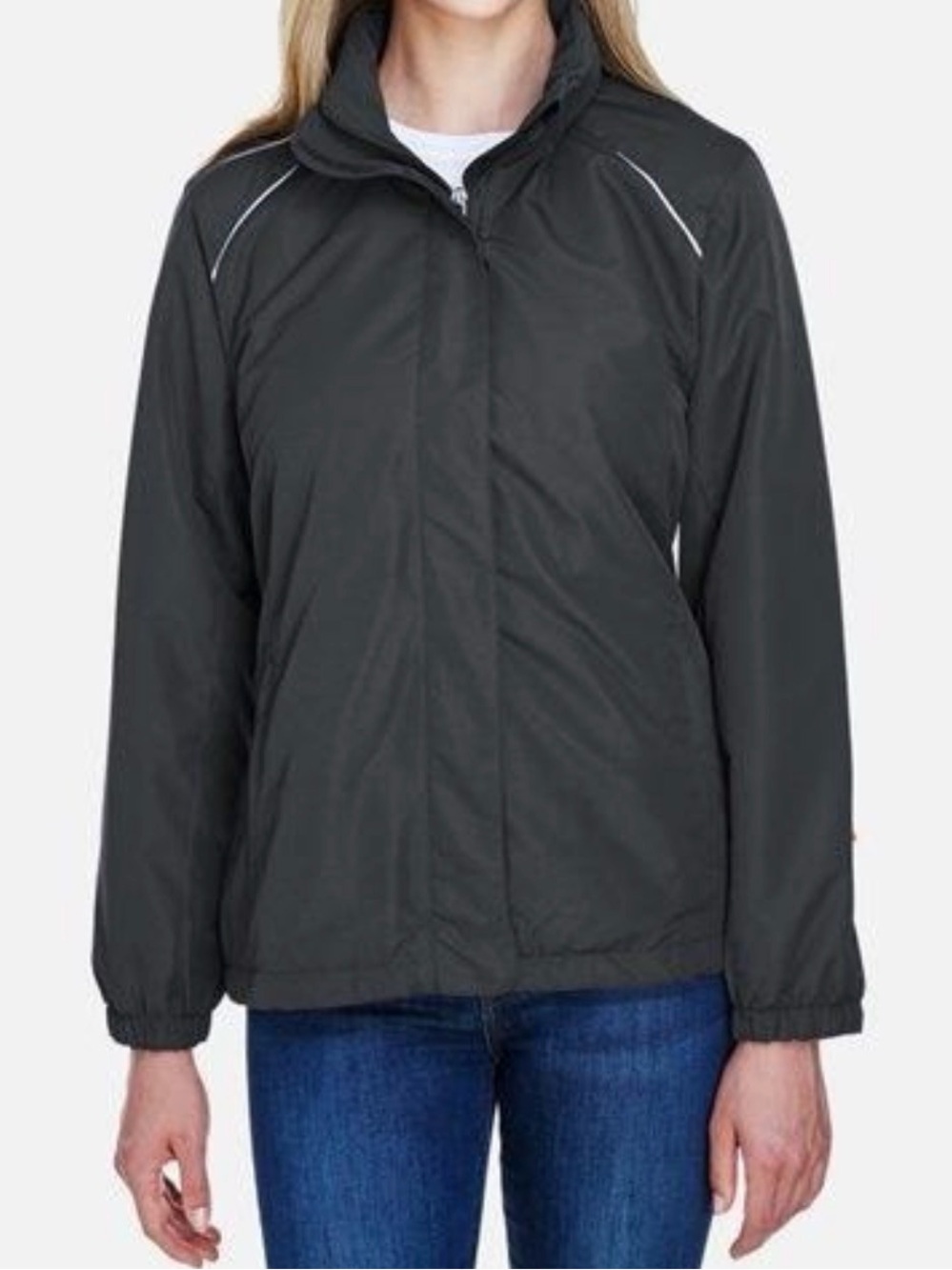 Core 365 by North End Women's Black Utility Jacket with Reflective Trim
